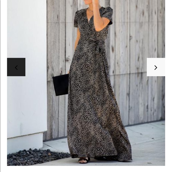 leopard wrap maxi dress